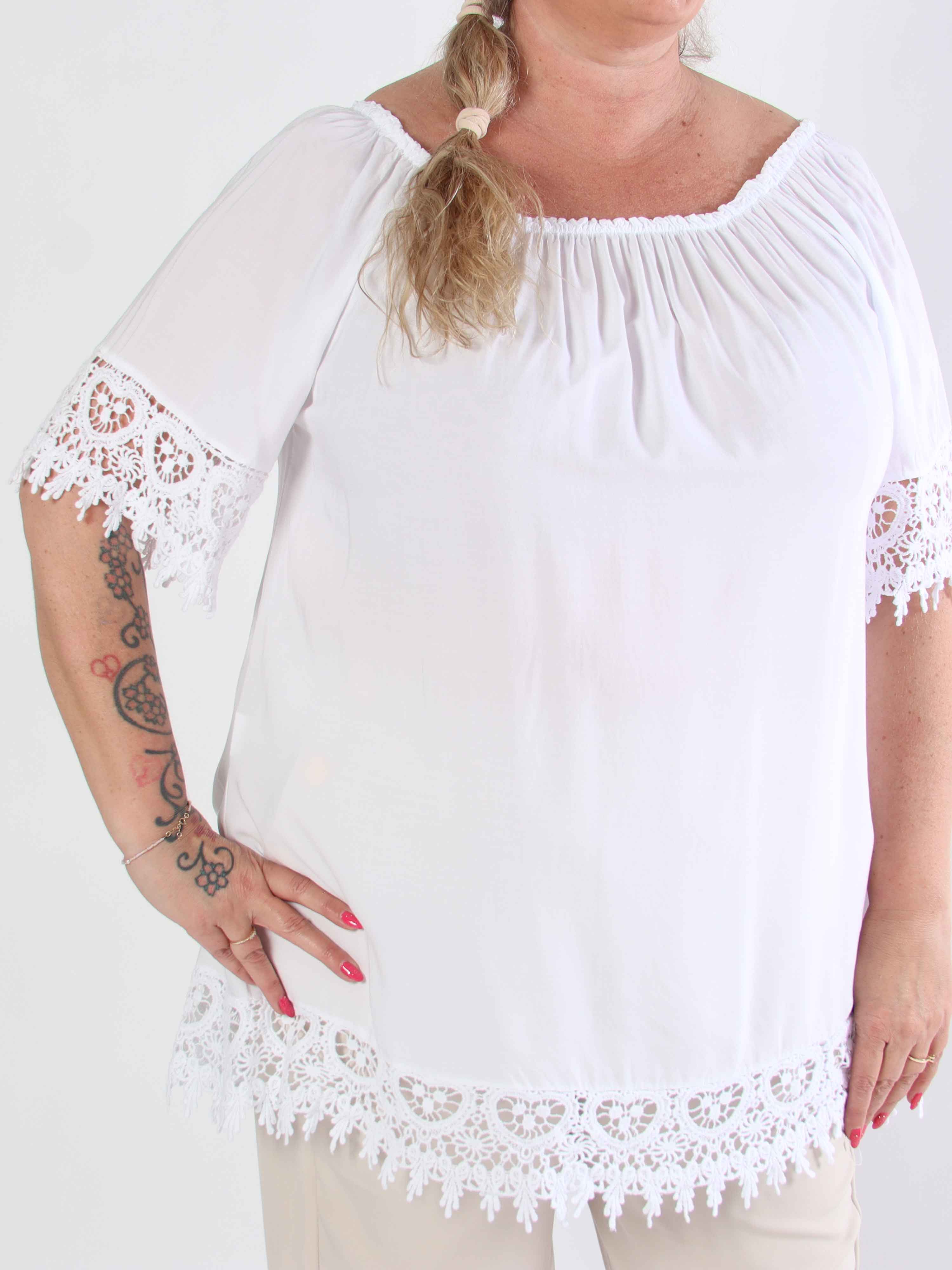 Carnelia - Tunikaklänning i viskos i plus size med broderade kanter